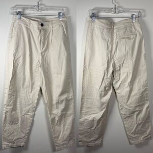 Mango MNG Ivory Tall Cotton Straight Leg Pants Size 6